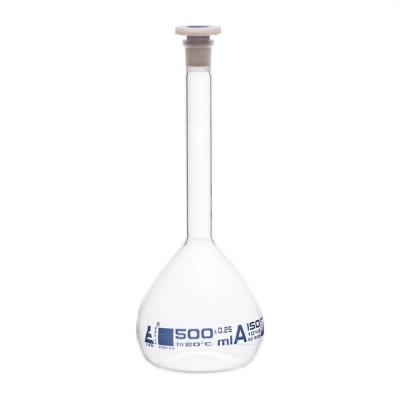 Eisco Volumetric Flask, 500ml - Class A - 19/26 Polyethylene, Tolerance &plusmn;0.250 - Eisco Labs CH0446H