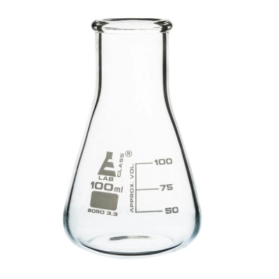Eisco Erlenmeyer Flask, 100ml - Borosilicate Glass - Wide Neck, Conical Shape  - Eisco Labs CH0426A