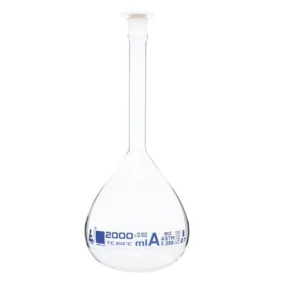 Eisco Volumetric Flask, 2000ml - ASTM, Class A - Polypropylene Stopper -  Eisco Labs CH0445H