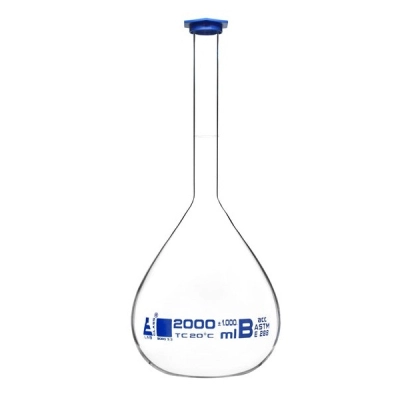 Eisco Volumetric Flask, 2000ml - ASTM, Class B Tolerance &plusmn;0.1000 ml - Single - Eisco Labs CH0444G