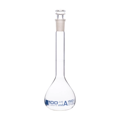 Eisco Volumetric Flask, 100ml - Class A - Hexagonal Hollow Glass Stopper Single - Eisco Labs CH0439F