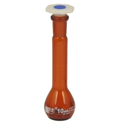 Eisco Volumetric Flask, 10ml - Class A - 10/19 Polypropylene Stopper, Amber - Eisco Labs CH0451B