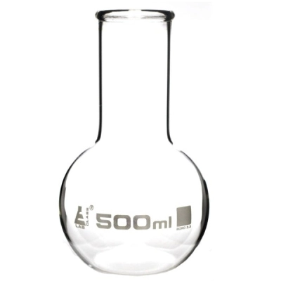 Eisco Boiling Flask, 500ml - Borosilicate Glass - Flat Bottom, Wide Neck - Eisco Labs CH0411D