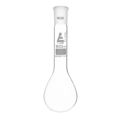 Eisco Kjeldahl Flask 50mL - 19/26 Socket Size - Long Neck, Round Bottom - Borosilicate Glass CH0436A