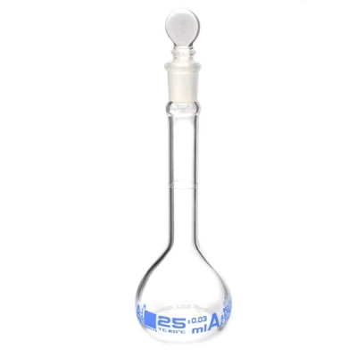 Eisco Volumetric Flask, 25ml - Class A, ASTM - Tolerance &plusmn;0.030 ml - Single - Eisco Labs CH0441A