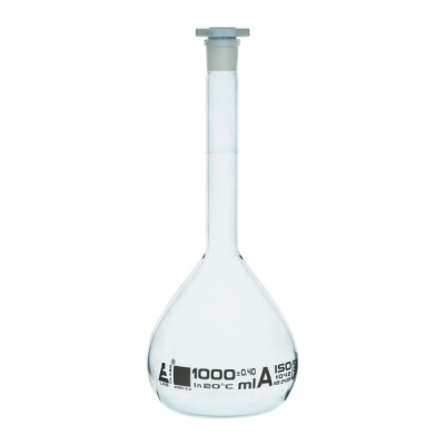 Eisco Volumetric Flask 1000ml Class A - 24/29 Polyethylene, Tolerance &plusmn;0.400 - Eisco Labs CH0446IWT