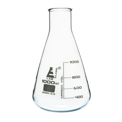 Eisco Erlenmeyer Flask, 1000ml - Borosilicate Glass - Wide Neck, Conical Shape - Eisco Labs CH0426D