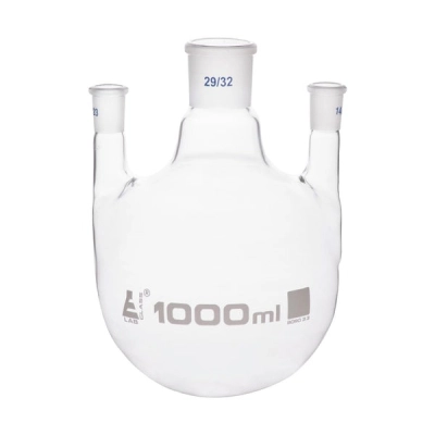 Eisco Distilling Flask, 1000ml - 3 Parallel Necks, 29/32 Center, 14/23 Sockets - Eisco Labs CH0418G