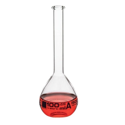 Eisco Volumetric Flask, 100ml Class A Tolerance &plusmn;0.10ml - Beaded Rim - Single - Eisco Labs CH0449E