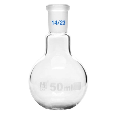 Eisco Florence Boiling Flask, 50ml - 14/23 Joint, Flat Bottom, Short Neck - Eisco Labs CH0412A