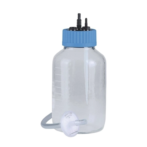 VACUUBRAND BVC 2L Glass Coated Collection Bottle w/ Sterile Filter and Inlet Tube