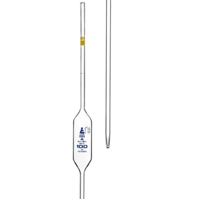 Eisco Volumetric Pipette, 100mL - Class A - Blue Markings - Yellow Coded - Eisco Labs CH0559I