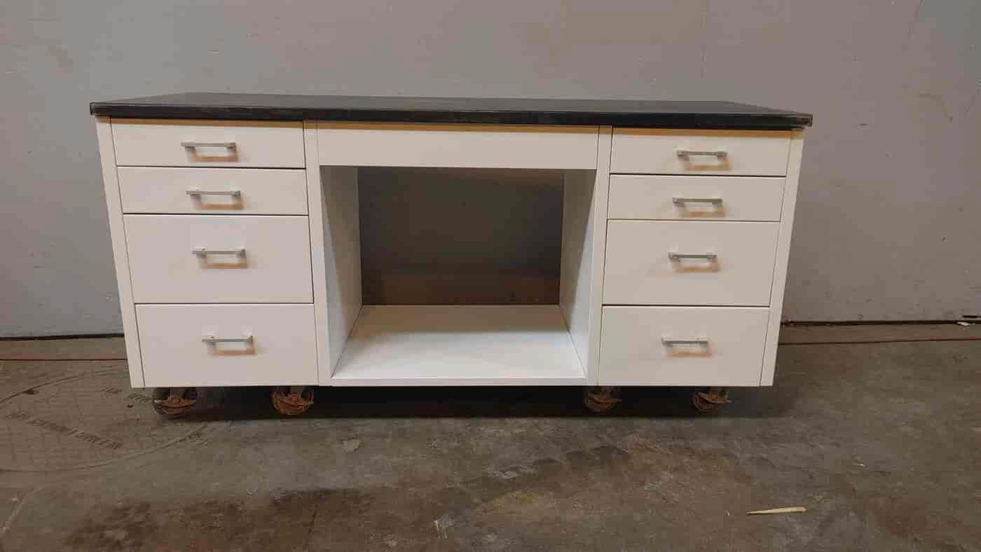 Used 5'x30" Rolling Lab Casework Bench White (2152AA)
