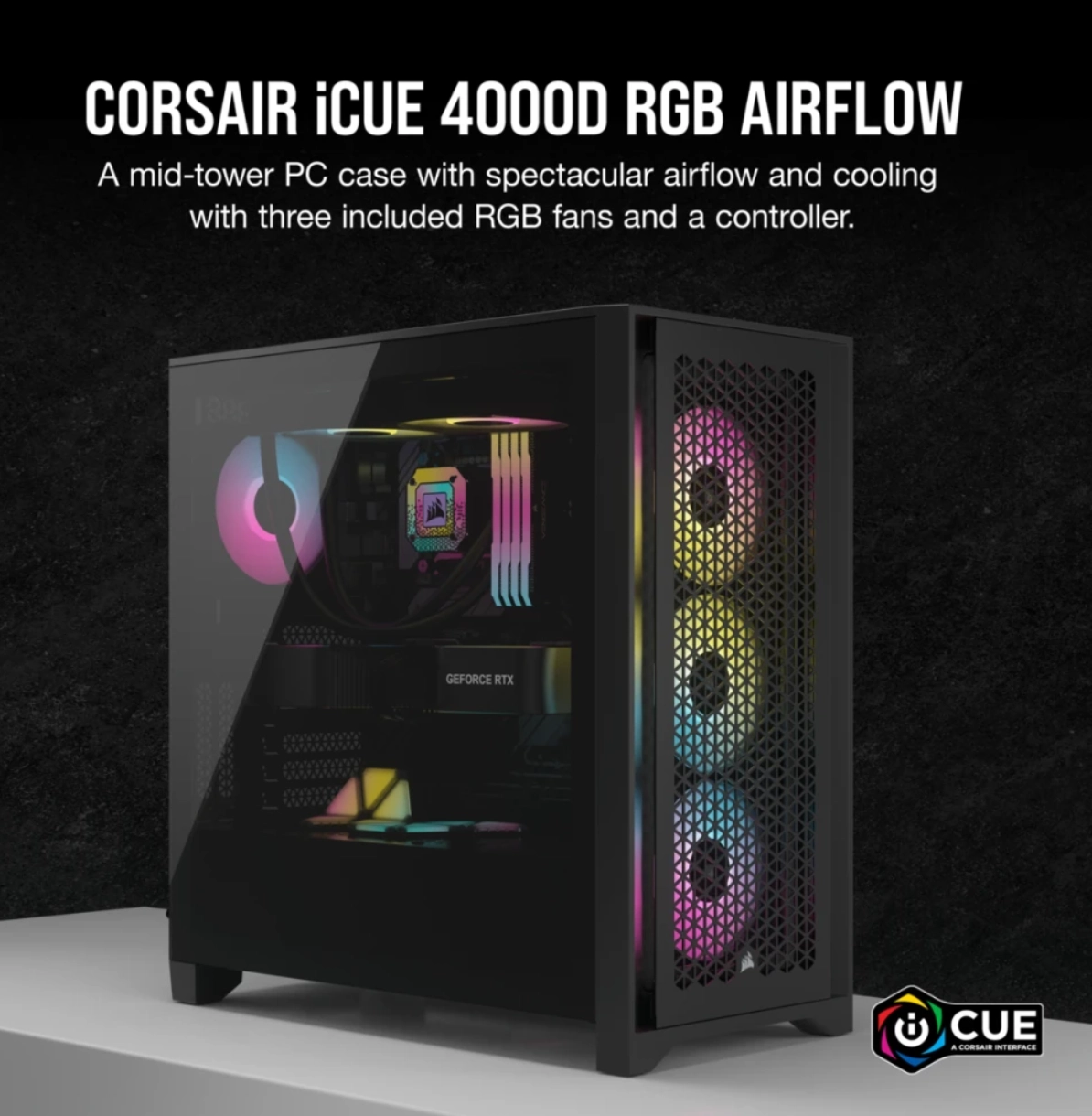 CORSAIR iCUE 4000D RGB AIRFLOW Mid Tower Case - Bl