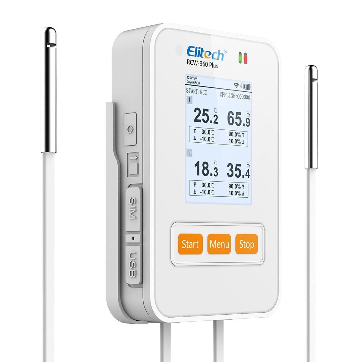 Elitech Real-Time Wireless Temperature Data Logger Dual External T&H RCW-360P-THDE