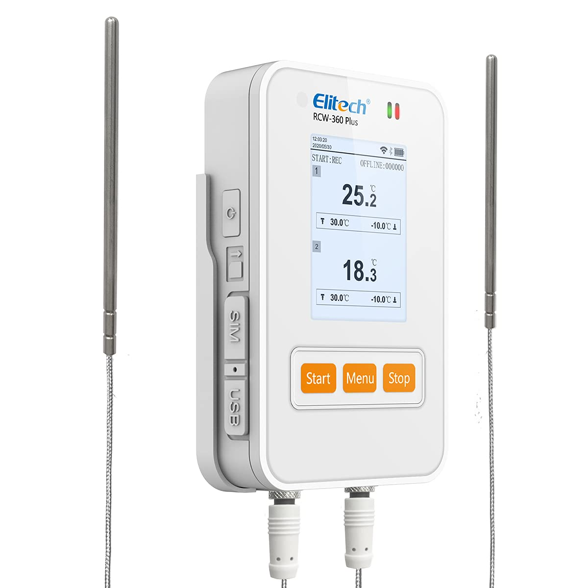 Elitech Real-Time Wireless Temperature Data Logger Dual External Ultra Low RCW-360P-TDLE