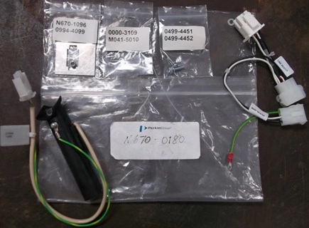 PERKIN ELMER N670-0180 PARTS, 1) Z7562, 1245, 1) LINE HEATER AND BOOT HEATER CONNECTION WIRE, 2) SCR