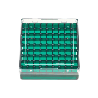 Celltreat Storage Box, CF Cryogenic Vial, 81 Place, Polycarbonate, Non-Sterile 5/Cs 229943