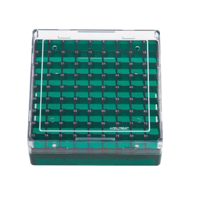 Celltreat Storage Box, CF Cryogenic Vial, 100 Place, Polycarbonate, Non-Sterile 5/Cs 229945