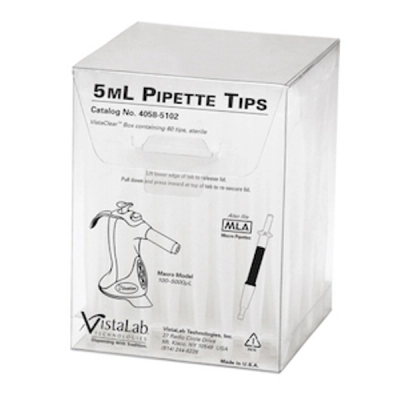 Celltreat 5mL Pipette Tips, Ovation, Graduated, VistaClear Box, Sterile 60/Cs 4058-5102