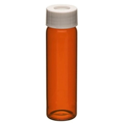 Eisco VOA/TOC Amber Vials, 40mL, 100/PK - Borosilicate ASTM/USP Type 1, Class B - PTFE Septa CH0725N