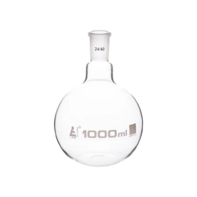 Eisco Boiling Flask, 1000ml - 24/40 Joint - Flat Bottom, Ground Joint - Borosilicate Glass CH2446