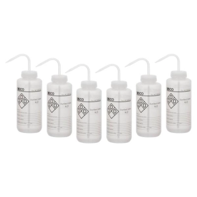 Eisco 6PK Performance Plastic Wash Bottles - Distilled Water - 1000mL CHWB1022PK6