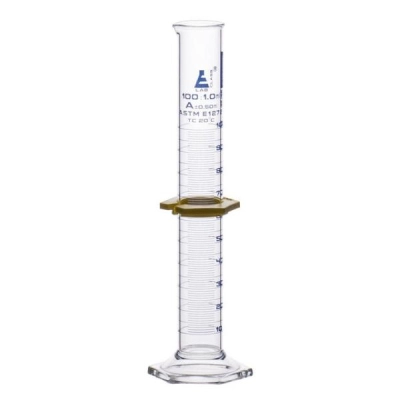 Eisco Measuring Cylinder, 100ml - ASTM, Class A - Tolerance &plusmn;0.50ml - Protective Collar CH1932E