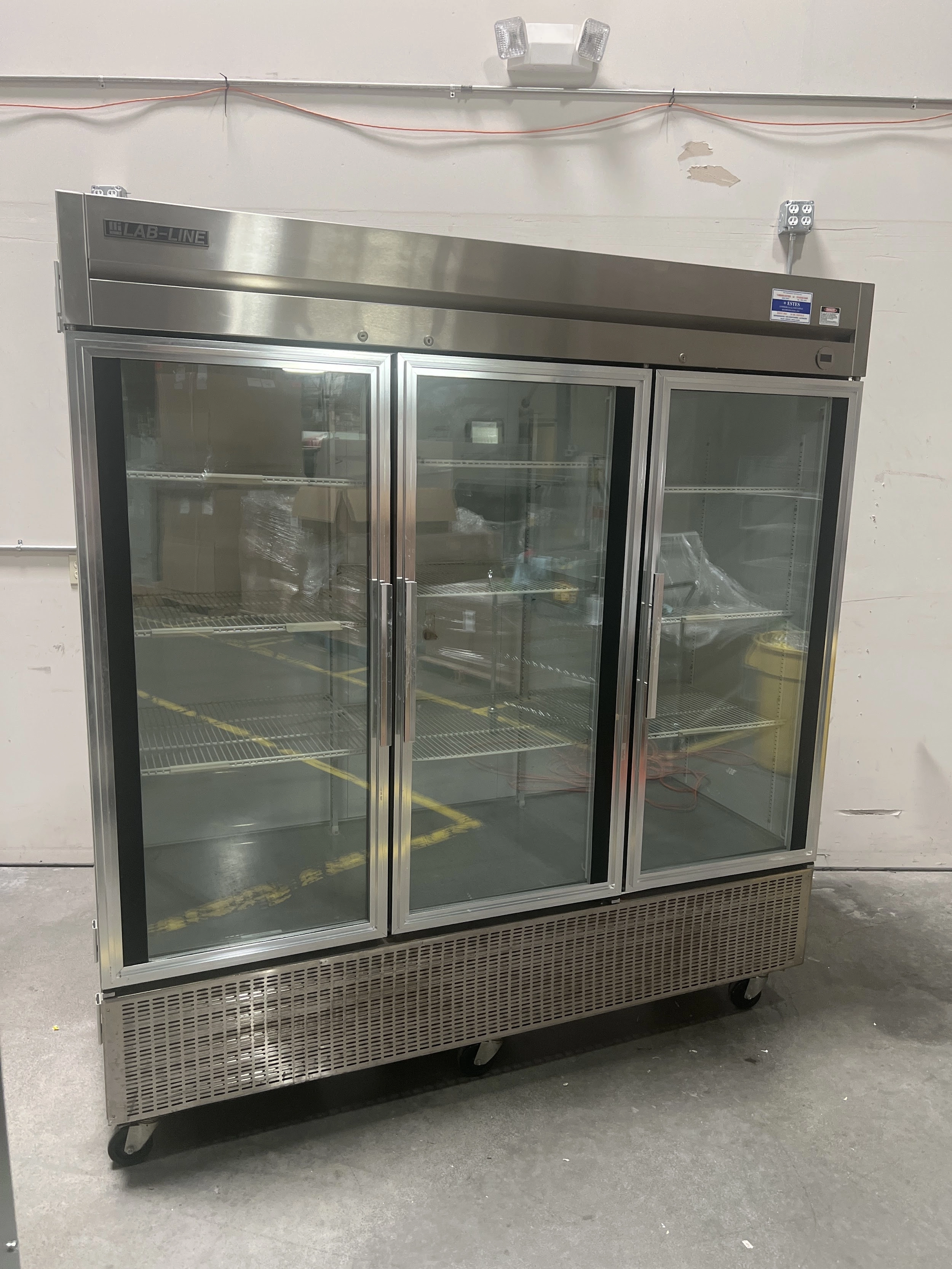 Lab-Line Environeers 3787DT Refrigerator 3 Glass Door Fridge w/ 9 Shelves - 115V