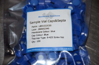 Membrane Solutions 9mm Polypropylene Screw Thread Closures/Blue PTFE/White Silicone w/ Slit Septum &ndash; Blue Cap Color 9010