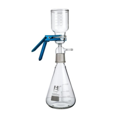 Eisco Filtration Assembly - 1000ml Flask, 300ml Funnel, 47mm Vacuum with Sintered Disk - Labs FSAS16