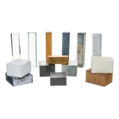 Eisco 14pc Solid Materials Variety Kit - Rectangular Blocks - Wood, Paraffin Wax, Aluminum PH0114A