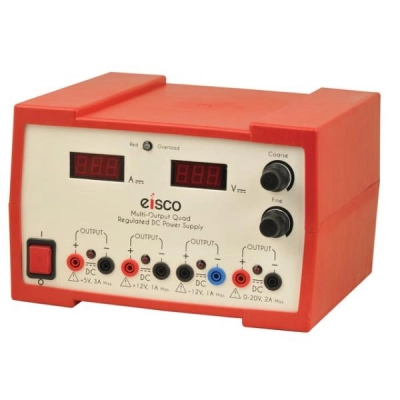 Eisco Labs 4 Output DC Power Supply, Regulated, Dual Adjustment, Independent DC Voltages ESRQP1343