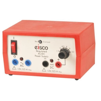 Eisco Labs AC/DC Regulated Power Supply, 2 Independent Outputs, 6 Voltages Up to 12V, 500mA EPR1323C