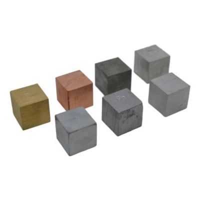 Eisco Density Cubes, 0.75" - Set of 7 - Brass, Lead, Zinc, Copper, Aluminum, Iron, and Tin - PH0108I