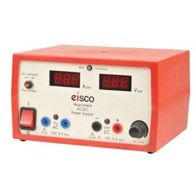 Eisco Labs Regulated Dual Output Digital Display Power Supply, AC: 12V, 5 Amps, DC: 0-12V EPR1331