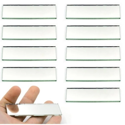 Eisco 10 Pack Rectangular Plano Glass Mirror, 3" x 1" - 2mm Thick Approx. - Labs PH0514A