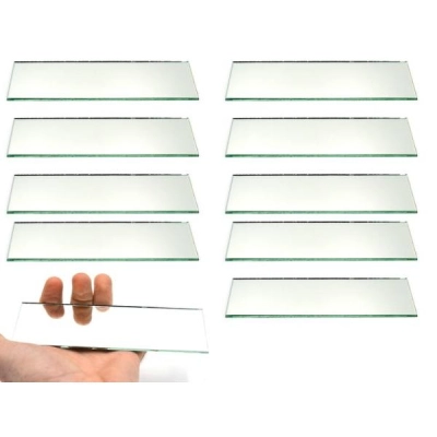 Eisco 10 Pack Rectangular Plano Glass Mirror, 6" x 2" - 2mm Thick Approx. - Labs PH0514E