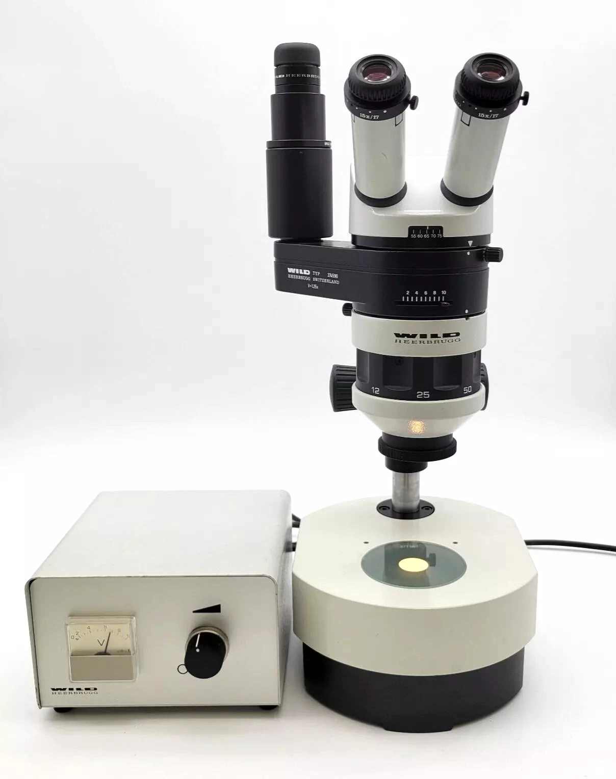 Wild Heerbrugg Stereo Microscope M5A with Phototube and Transmitted Light Base