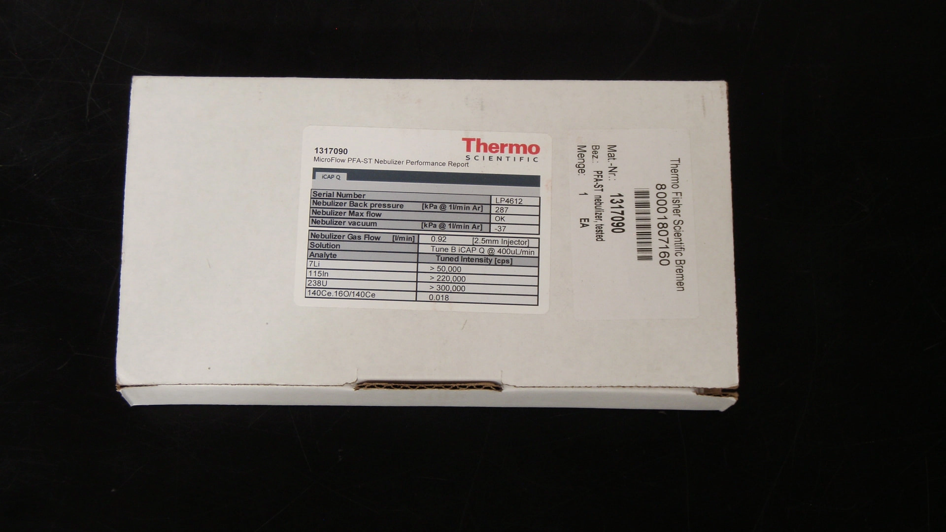 Thermo Fisher  1317090, MicroFlow PFA-ST Nebulizer, iCAP Q,  Brand New!