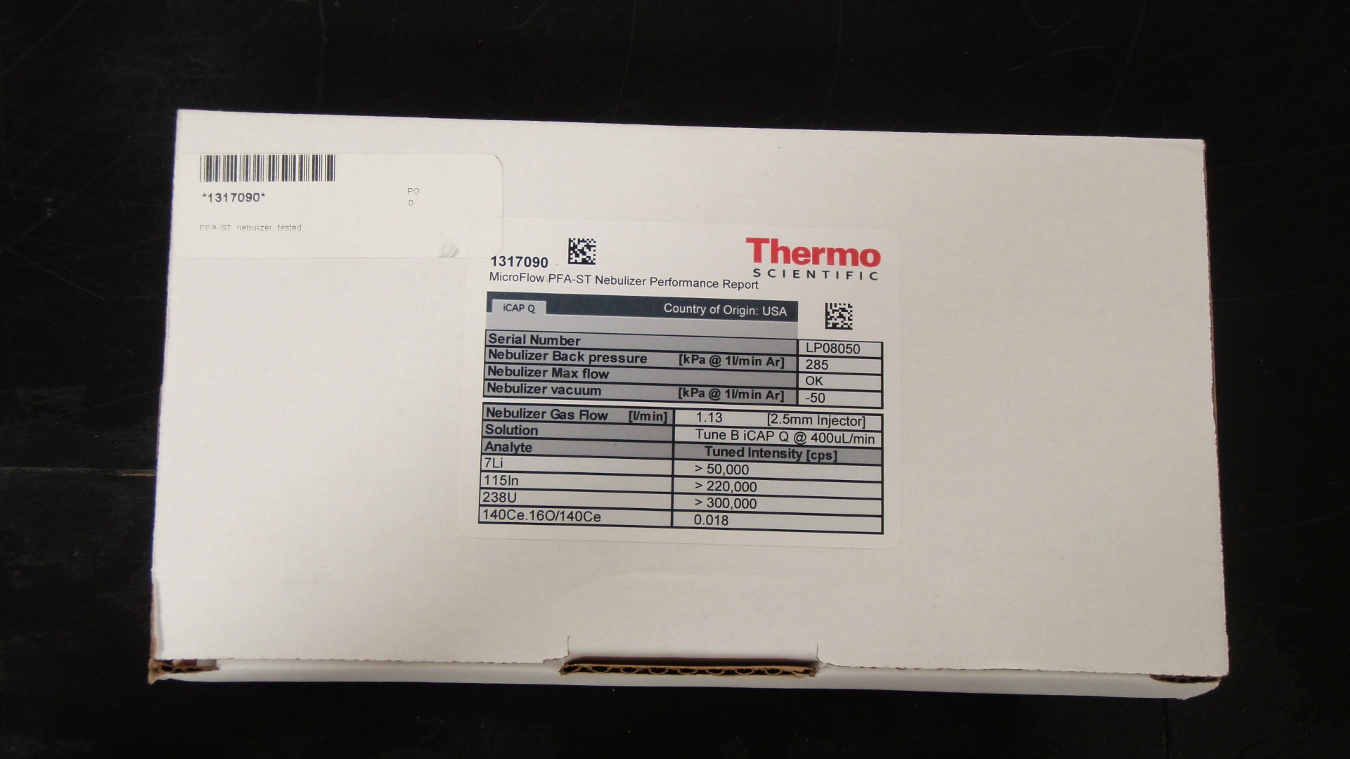 Thermo Scientific  1317090, MicroFlow PFA-ST Nebulizer Performance Report, Brand New!