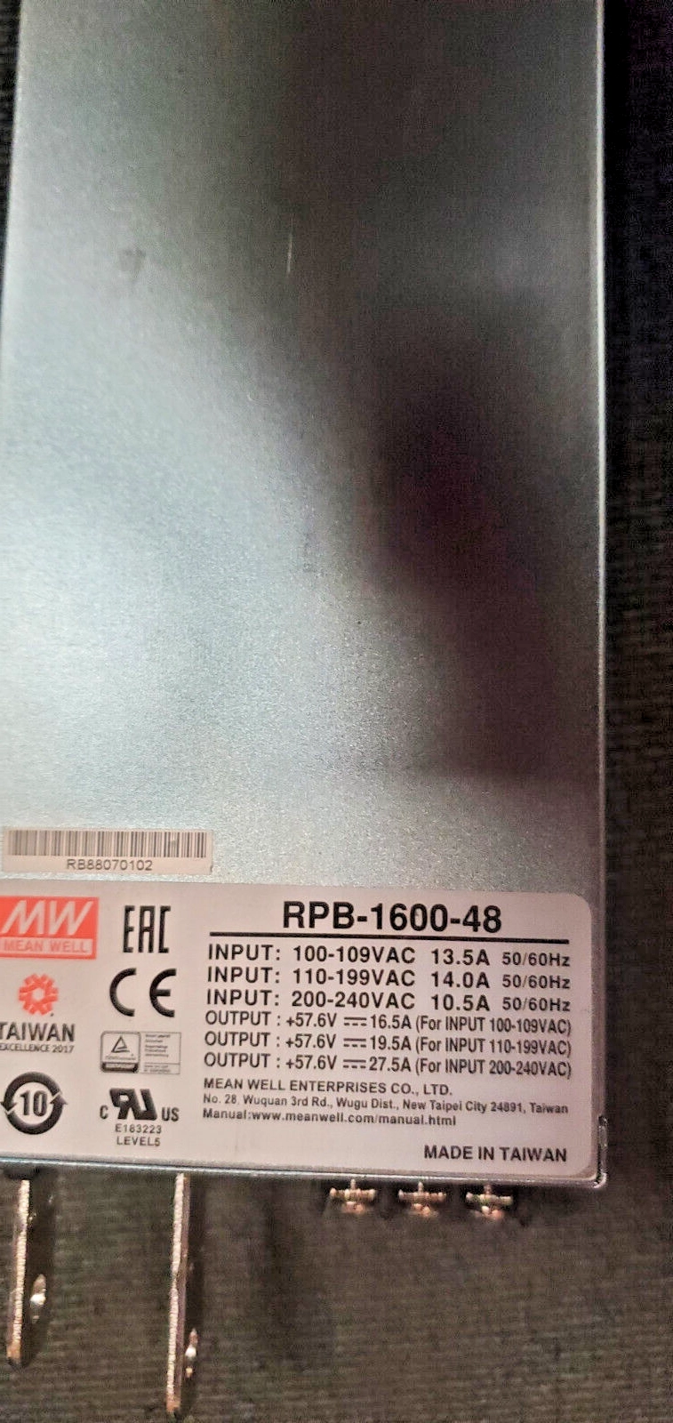 MEANWELL MODEL RPB-1600-48  TESTED GOOD AND IN GOO