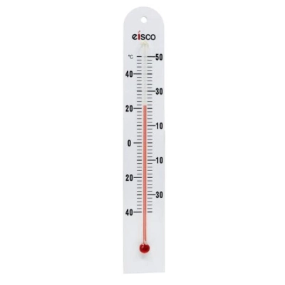 Eisco PVC Thermometer, -40 to 50&deg;C, - White PVC Backing, Glass - 6.5" Long, 1" Wide PH1120128