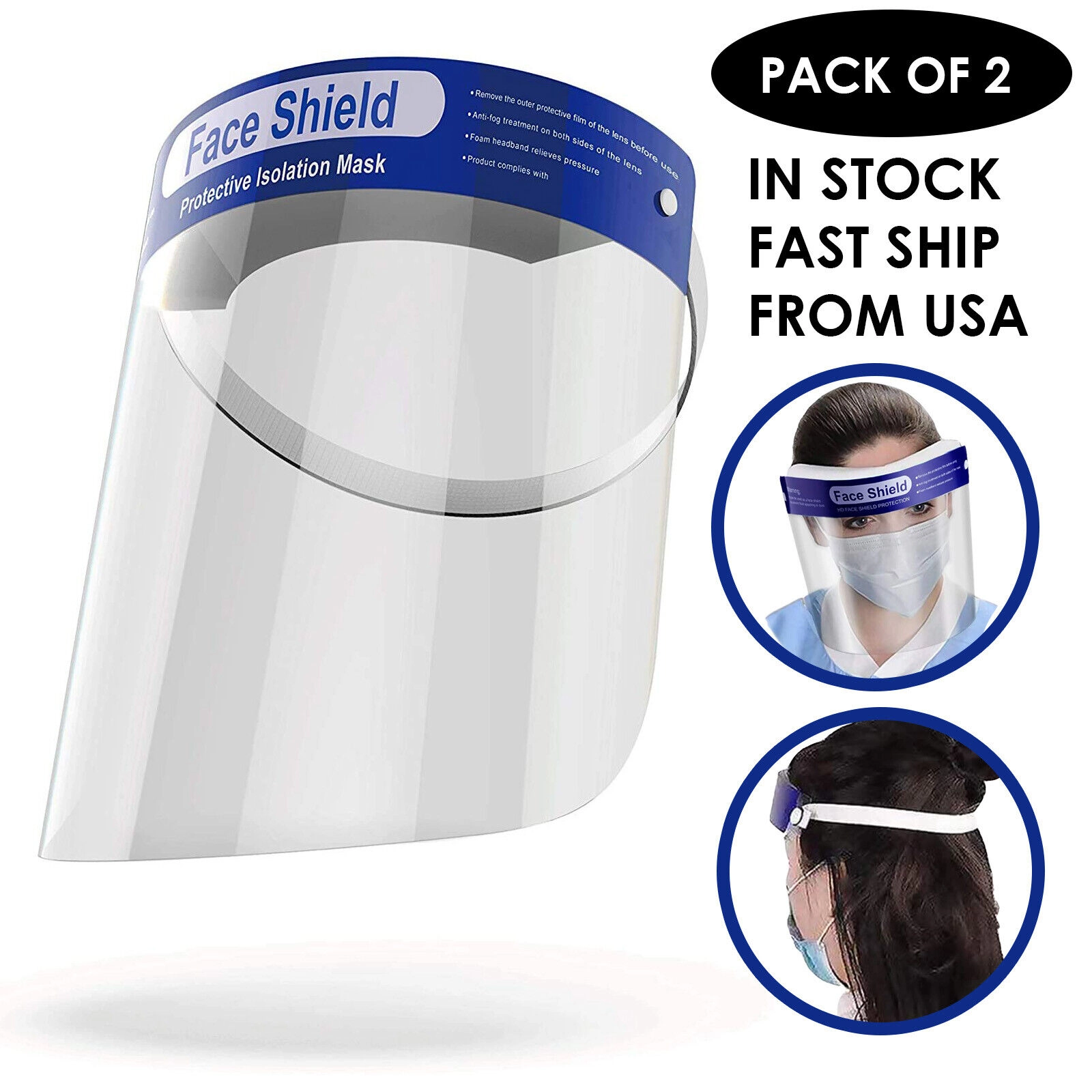 2pc Protective Safety Guard Full Cover Face Shield