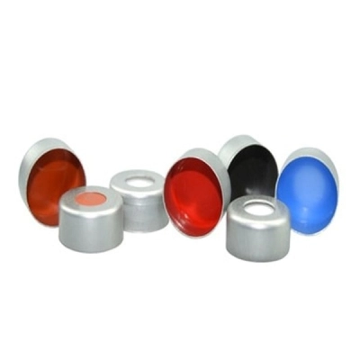 Qorpak 11mm Silver Aluminum Seal with Clear PTFE/Natural Red Rubber Septa 1000/Cs 256392