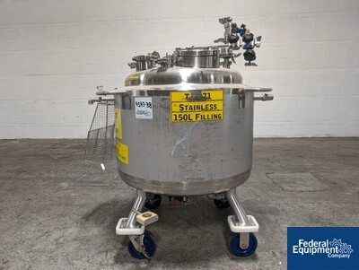 150 Liter Precision Stainless Jacketed Receiver Tank, 316L S/S, 45/100