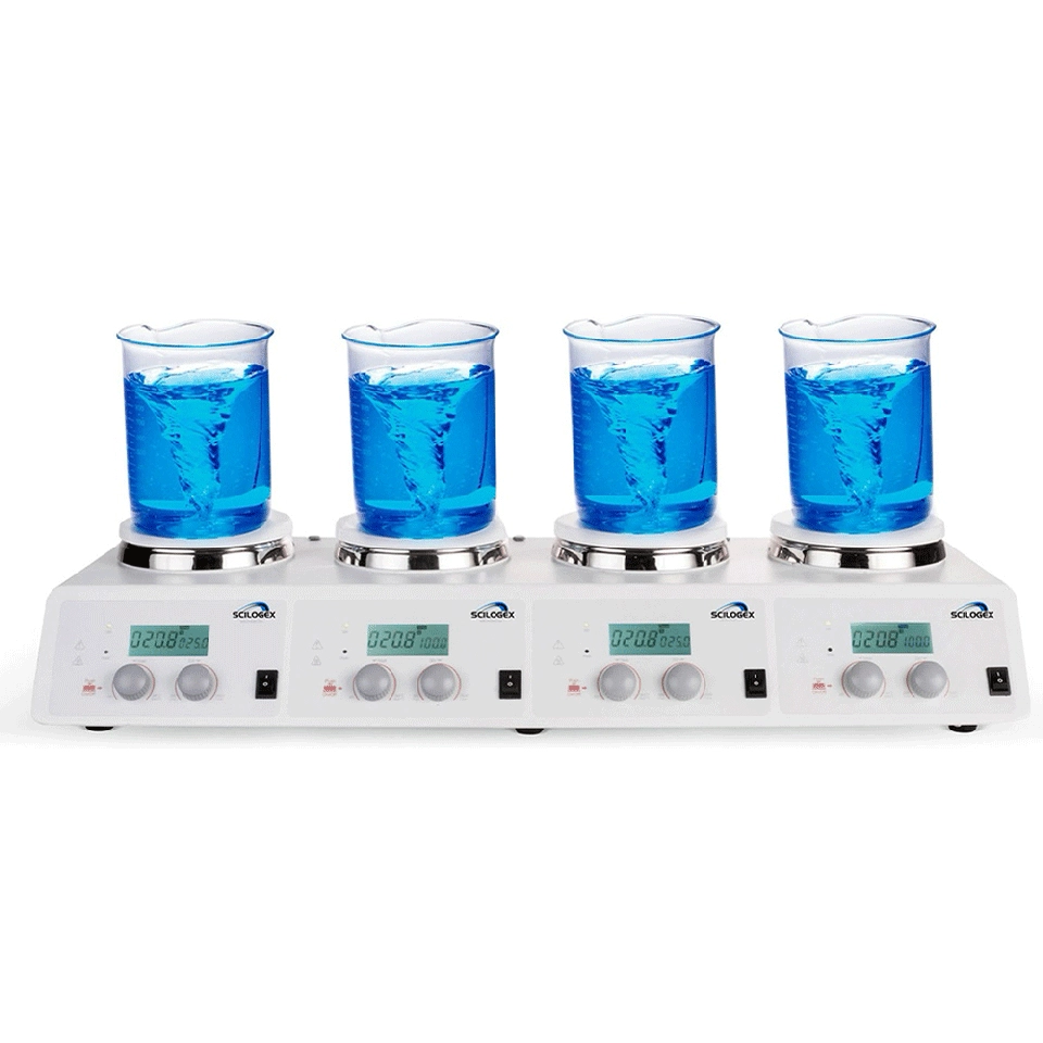 Scilogex SCI340-4 Digital Hotplate-Stirrer 4-Channel, Ceramic Plates, 340ºC / 1500rpm Max.
