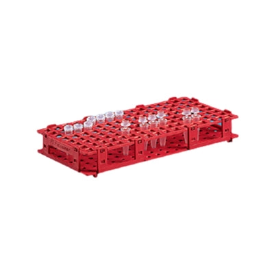 BrandTech Scientific Microcentrifuge tube racks, 13mm, 84 tubes, 6x14, red, pack of 5 - Racks