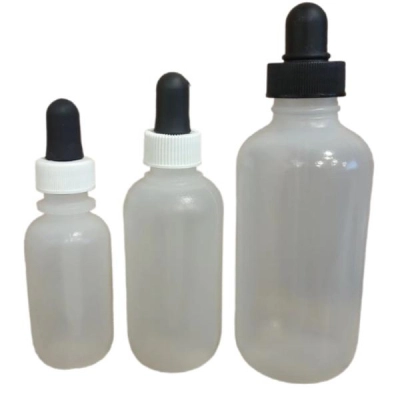 Qorpak 2oz (60ml) Natural LDPE Round Bottle with 18-400 White PE Dropper Assembly 24/Cs 501185