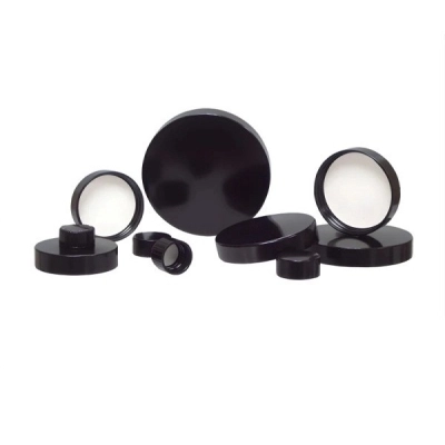 Qorpak 38-400 Black Phenolic Cap with Pulp/Vinyl Liner, Packed in Bags of 12, 576/Cs CAP-00235
